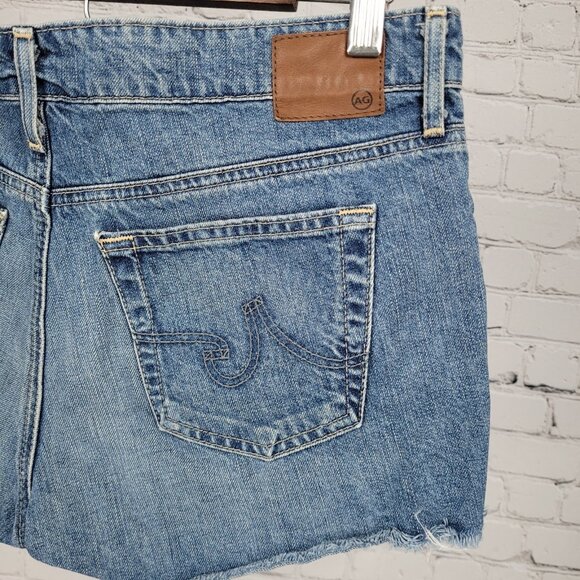 AG Adriano Goldshmied Blue The Bonnie Relaxed Denim Jean Cut Off Shorts Size 32 - Picture 8 of 11